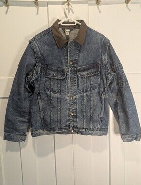 Marks Trucker Distressed Jean Jacket With Removable Zipper Sleeves Size Mens M